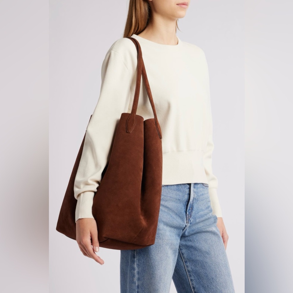 Madewell Oversized Suede Shopper Tote, Chocolate Brown